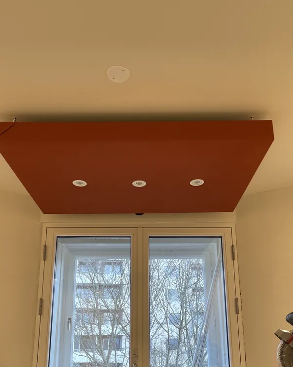 Suspended acoustic ceiling cloud installed